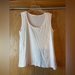 BUNDLE ONLY: Tru Self White Crochet Scoop Neck Tank Top EUC